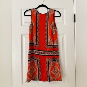 Maeve Orange and Black Silk Knee-length Dress